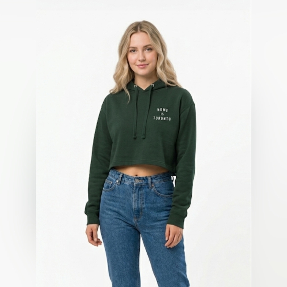 🌷Peace Collective Dark Green Crop Hoodie by ""Home is Toronto"🌷size XS